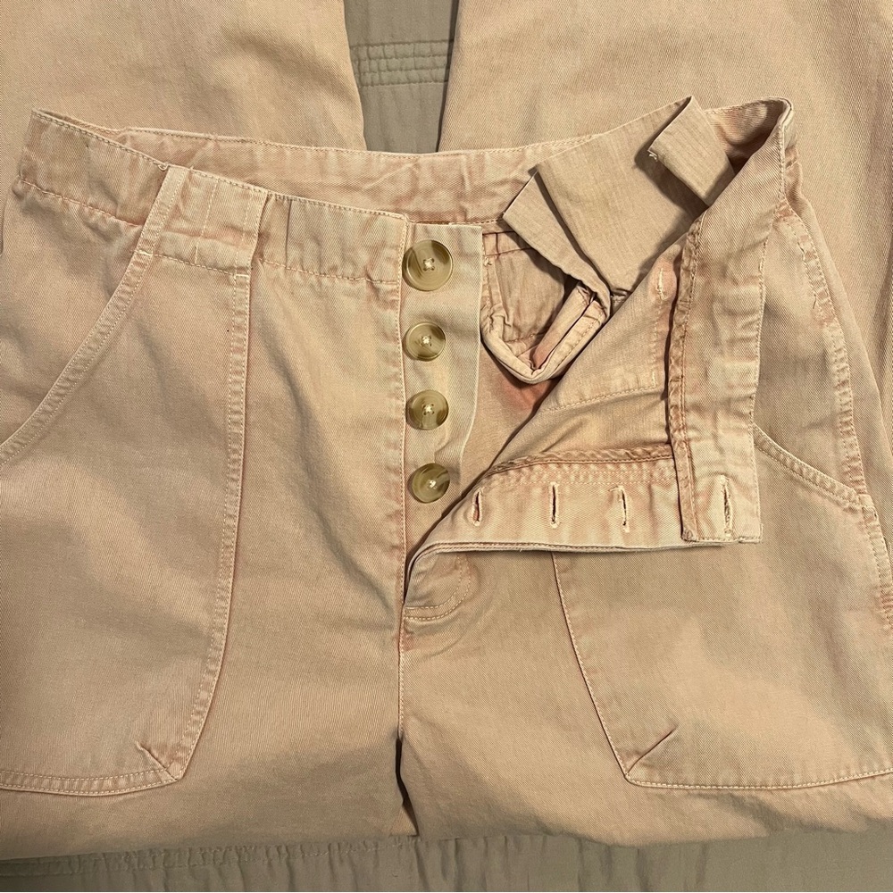 Free People Long Game Chinos Soft Pink Mauve Wide Leg - Picture 4 of 9